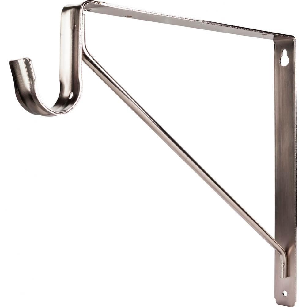 Satin Nickel Shelf Bracket with Rod Support for 1-5/16'' Round Closet Rods