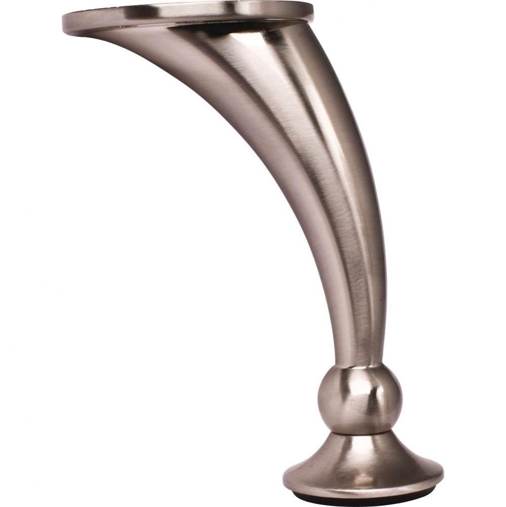 Adjustable 4-1/2'' - 4-5/8'' Satin Nickel Round Curved Metal Furniture Leg