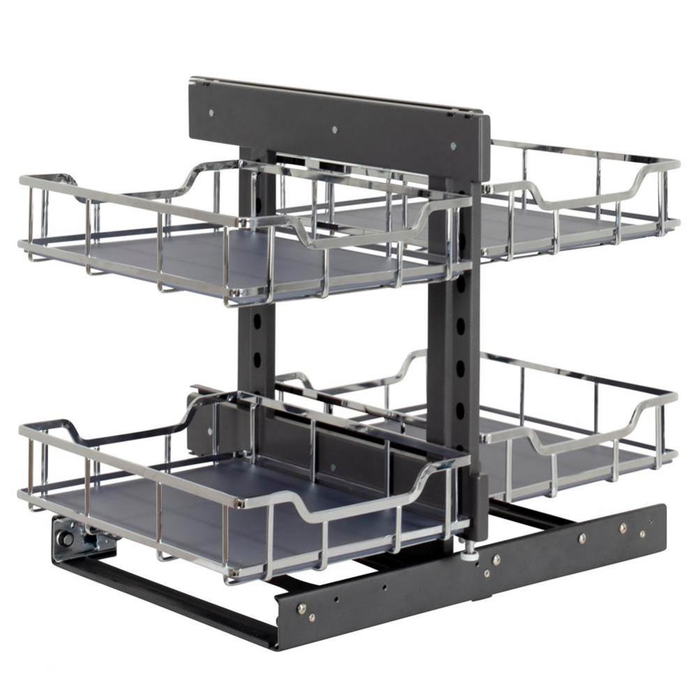 STORAGE WITH STYLE  18'' Polished Chrome Blind Corner Organizer