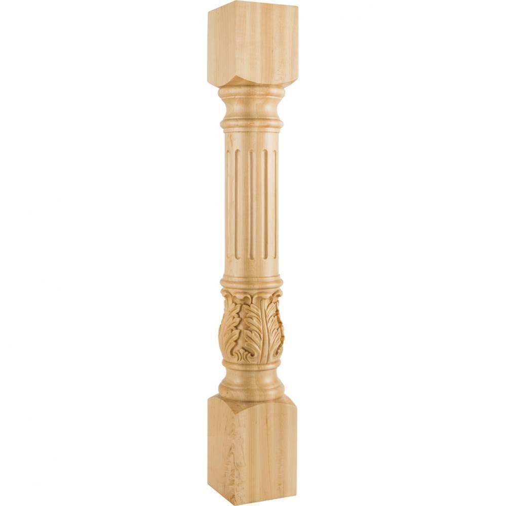 5'' W x 5'' D x 35-1/2'' H Rubberwood Fluted Acanthus Post