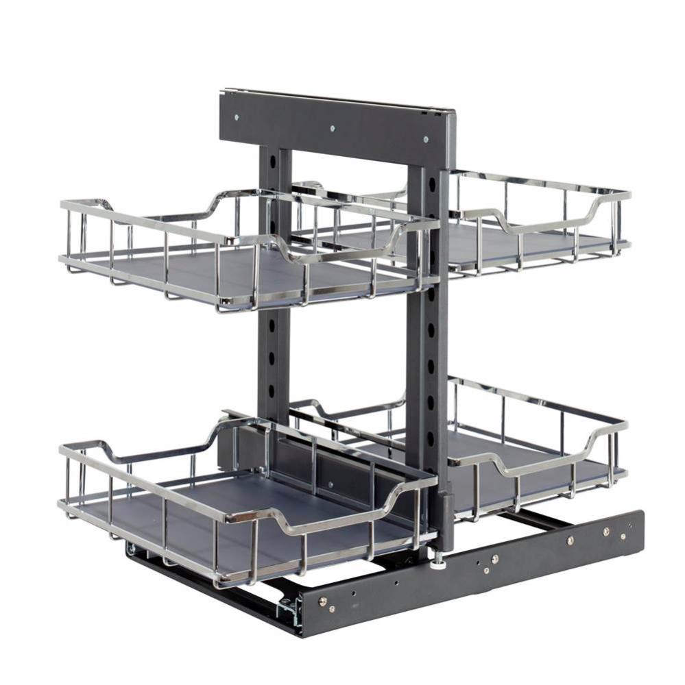 STORAGE WITH STYLE  18'' Polished Chrome Full-Height Blind Corner Organizer