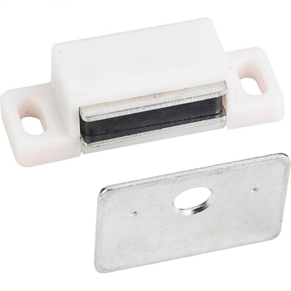 15 lb. White Single Magnetic Catch with Zinc Strike and Screws