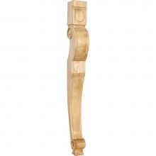 Hardware Resources LEGD-2MP - 3-1/2'' W x 3-1/2'' D x 35-1/2'' H Maple Baroque Leg