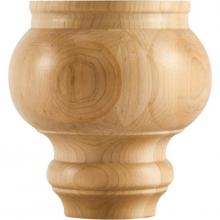 Hardware Resources BF45RW - 4-1/2'' W x 4-1/2'' D x 4-1/2'' H Rubberwood Turned Transitional Bun