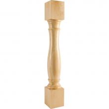 Hardware Resources P1-6-42-RW - 6'' W x 6'' D x 42'' H Rubberwood Turned Post