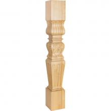 Hardware Resources P29RW - 5'' W x 5'' D x 35-1/2'' H Rubberwood Fluted Acanthus Post