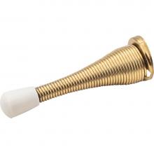 Hardware Resources DS04-PB-R - 3'' Spring Door Stop with Rubber Tip - Polished Brass