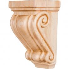 Hardware Resources CORC-6-RW - 3-3/4'' W x 3-1/2'' D x 6-1/2'' H Rubberwood Scrolled Corbel