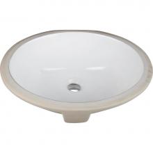 Hardware Resources H8809WH - 15-9/16'' L x 13'' W  White Oval Undermount Porcelain Bathroom Sink With Overf