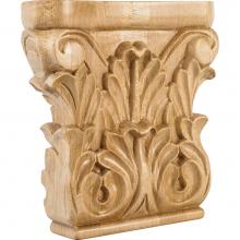 Hardware Resources CAP3RW - 6'' W x 1-1/4'' D x 6'' H Rubberwood Acanthus Capital