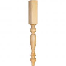 Hardware Resources P4-2RW - 3-3/4'' W x 3-3/4'' D x 35-1/2'' H Rubberwood Tapered Smooth Leg