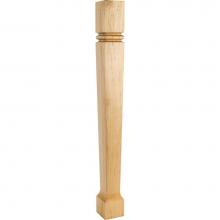 Hardware Resources P80-RW - 3-1/2'' W x 3-1/2'' D x 35-1/2'' H Rubberwood Bullnose Tapered Post