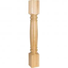 Hardware Resources P19RW - 4-1/2'' W x 4-1/2'' D x 35-1/2'' H Rubberwood Fluted Post