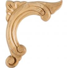 Hardware Resources APL-12-R-MP - 3-3/4'' W x 3/8'' D x 4-1/2'' H Right Corner Maple Acanthus Applique