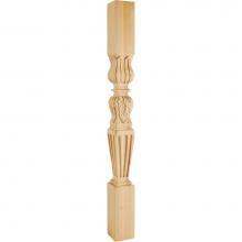 Hardware Resources P28-42RW - 3-3/4'' W x 3-3/4'' D x 42'' H Rubberwood Fluted Acanthus Post