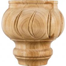 Hardware Resources SBF45RW - 4-1/2'' W x 4-1/2'' D x 4-1/2'' H Rubberwood Spiral Bun Foot