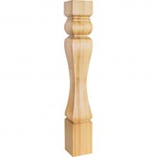 Hardware Resources P37-5RW - 5'' W x 5'' D x 35-1/2'' H Rubberwood Baroque Post