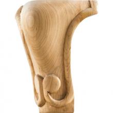 Hardware Resources WL50RW - 3-1/2'' W x 3-1/2'' D x 5'' H Rubberwood Carved Queen Anne Leg