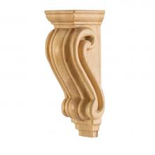 Hardware Resources CORC-PRW - 2-9/16'' W x 2-7/16'' D x 7'' H Rubberwood Scrolled Corbel