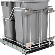 Hardware Resources SWS-MBMD35GPC - Double 35 Quart Polished Chrome STORAGE WITH STYLE  Metal Soft-close Trashcan Pullout