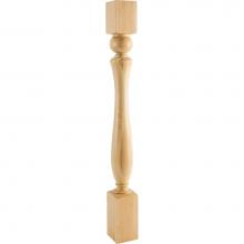 Hardware Resources P81-WB - 3-1/2'' W x 3-1/2'' D x 35-1/2'' H White Birch Sphere Turned Post