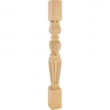 Hardware Resources P29-3.5-RW - 3-1/2'' W x 3-1/2'' D x 35-1/2'' H Rubberwood Fluted Acanthus Post