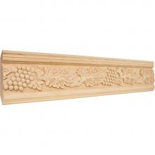 Hardware Resources HCM07BW - 1-1/8'' D x 4-3/4'' H Basswood Acanthus and Grape Hand Carved Moulding