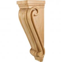 Hardware Resources CORC-3RW - 6-3/4'' W x 7-5/8'' D x 22'' H Rubberwood Scrolled Corbel