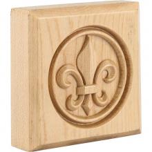 Hardware Resources FDLROS1RW - 3'' W x 7/8'' D x 3'' H Rubberwood Fleur-de-lis Rosette