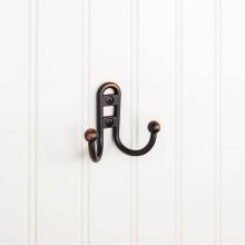 Hardware Resources YD25-256DBAC - 2-9/16'' Brushed Oil Rubbed Bronze Classic Double Prong Ball End Wall Mounted Hook