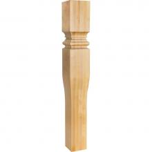 Hardware Resources P68-5-RW - 5'' W x 5'' D x 35-1/2'' H Rubberwood Tapered Art Nouveau Post