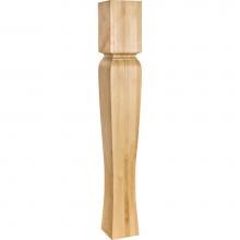 Hardware Resources P64-5-RW - 5'' W x 5'' D x 35-1/2'' H Rubberwood Tapered Arts and Crafts Post