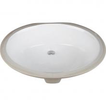 Hardware Resources H8810WH - 17-3/8'' x 14-1/4'' White Oval Undermount Porcelain Bathroom Sink With Overflo