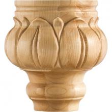 Hardware Resources LBF45RW - 4-1/2'' W x 4-1/2'' D x 4-1/2'' H Rubberwood Carved Leaf Bun Foot