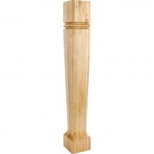 Hardware Resources P80-5-RW - 5'' W x 5'' D x 35-1/2'' H Rubberwood Bullnose Tapered Post