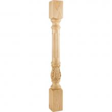 Hardware Resources P23-3.5-RW - 3-1/2'' W x 3-1/2'' D x 35-1/2'' H Rubberwood Fluted Acanthus Post