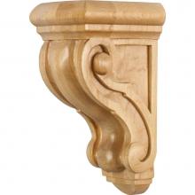 Hardware Resources CORQ-1RW - 4-1/2'' W x 5-3/4'' D x 9-3/4'' H Rubberwood Scrolled Corbel