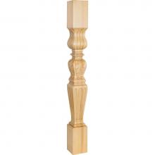 Hardware Resources P28MP - 3-3/4'' W x 3-3/4'' D x 35-1/2'' H Maple Fluted Acanthus Post