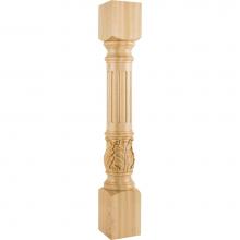 Hardware Resources P23-5-WB - 5'' W x 5'' D x 35-1/2'' H White Birch Fluted Acanthus Post