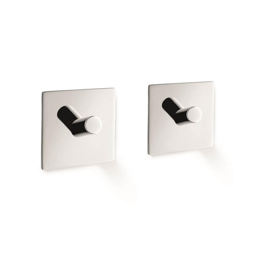 Duplo Towel Hook, Square, Self-Adhesive, Set of 2 - Chrome - 1.75'' x 1.75''