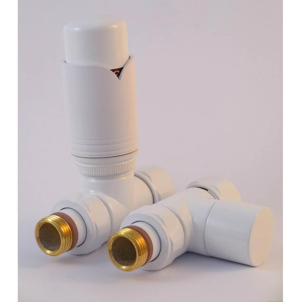 Thermostatic Straight Valve Pair - White