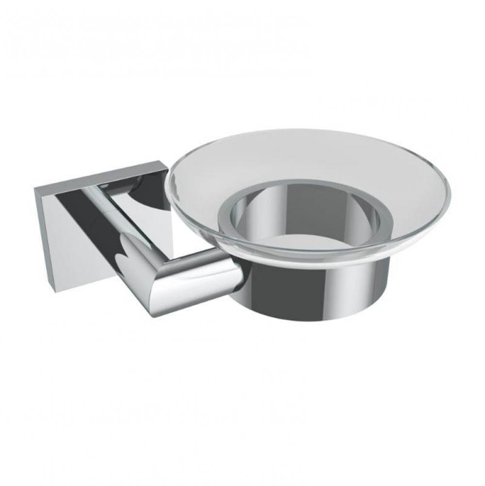 Crater Glass Soap Dish - Chrome