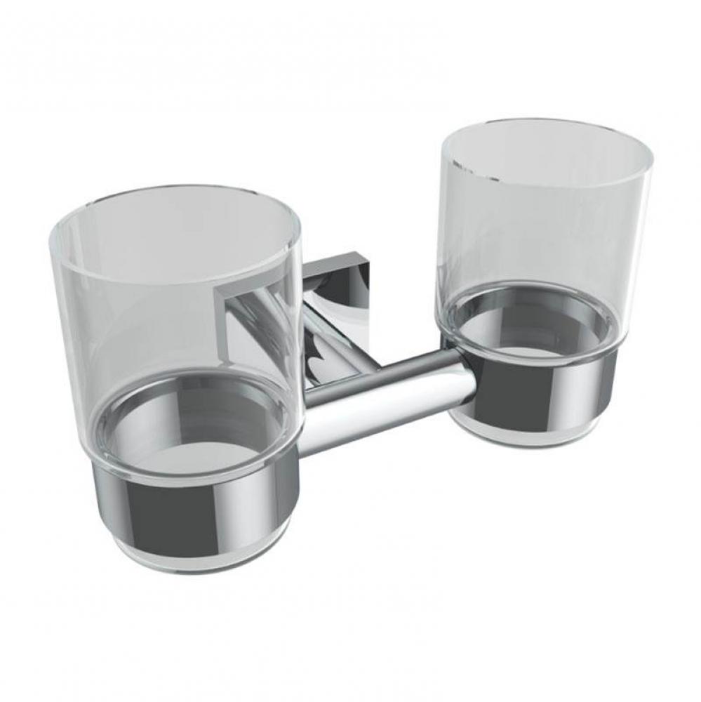 Crater Double Glass Tumbler - Chrome