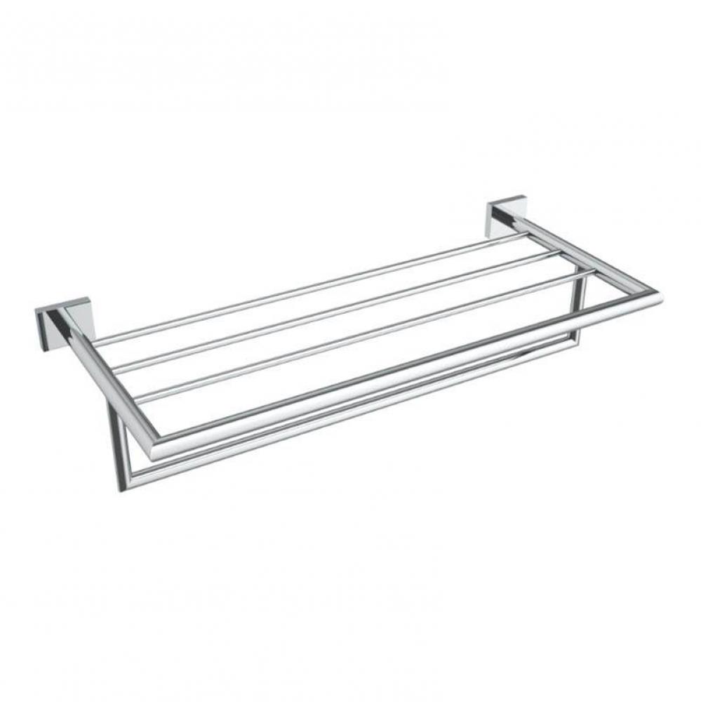 Crater Towel Shelf With Bar - Chrome