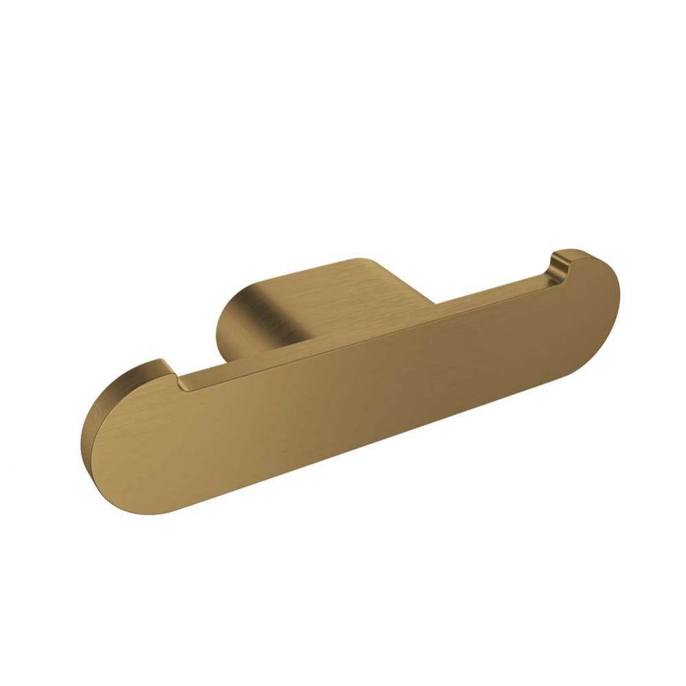 Flow Double Towel Hook - Brushed Gold Dark