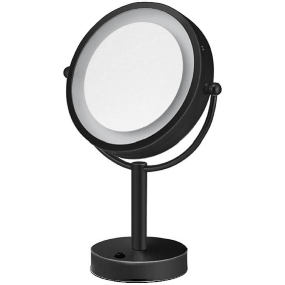 8.5'' Double Sided Lighted Free-Standing Mirror - Matte Black