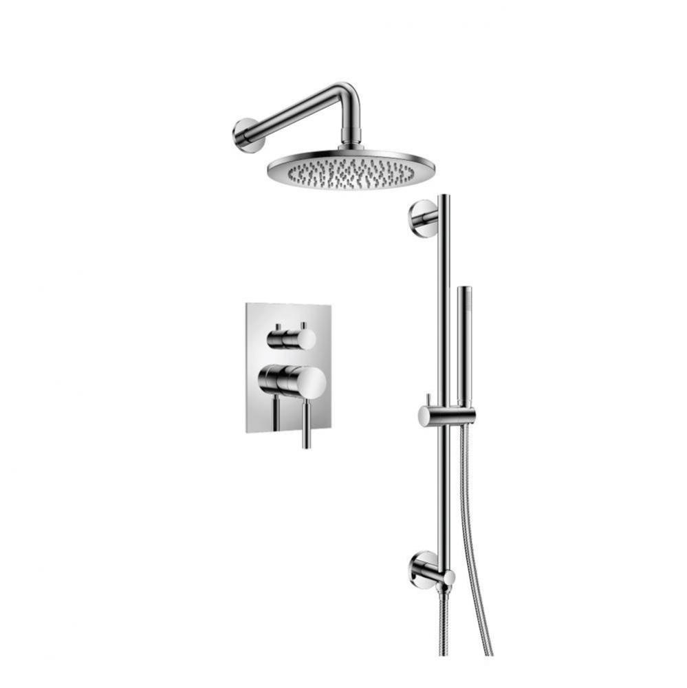 Two Output Shower Set With Shower Head, Hand Held And Slide Bar