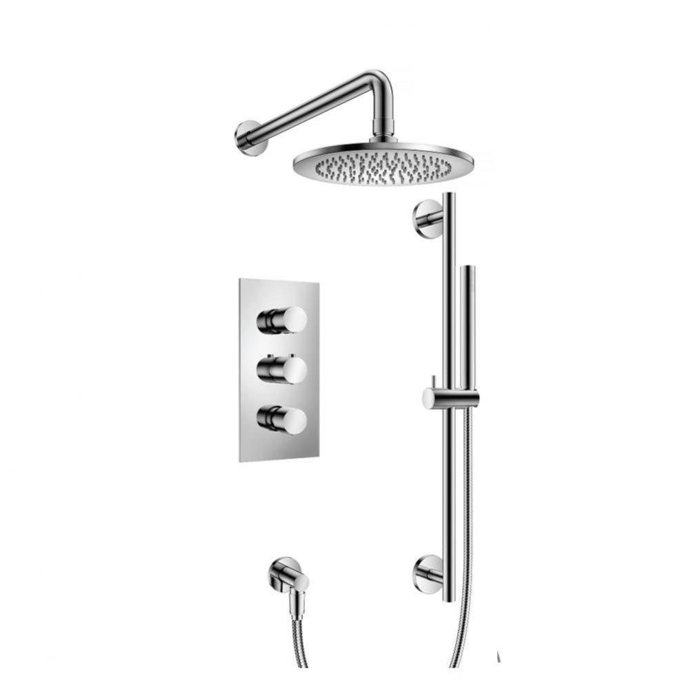 Two Output Shower Set With Shower Head, Hand Held And Slide Bar