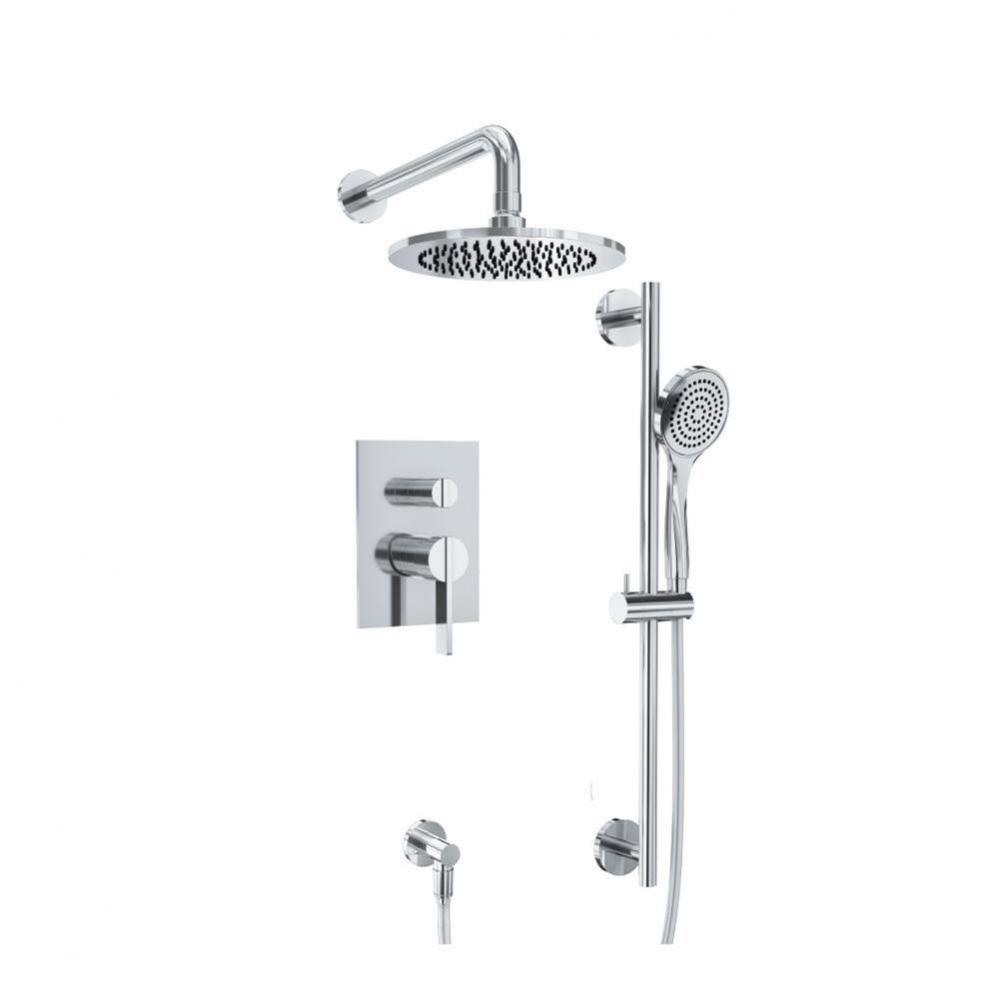 Two Output Shower Set With Shower Head, Hand Held And Slide Bar