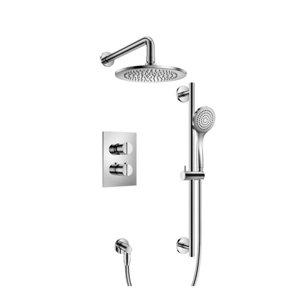 Two Output Shower Set With Shower Head, Hand Held And Slide Bar